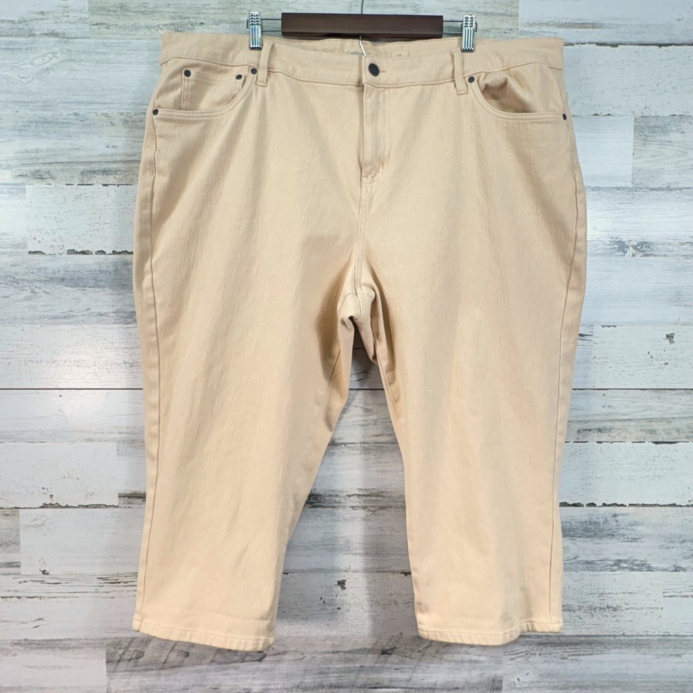 Coldwater Creek 24W Denim High Rise Cropped Straight Jeans Pants Pale‎ Yellow